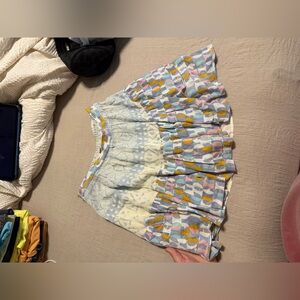 Free People Pastel Printed Tiered Skirt in Blue, Pink, Yellow, Cream